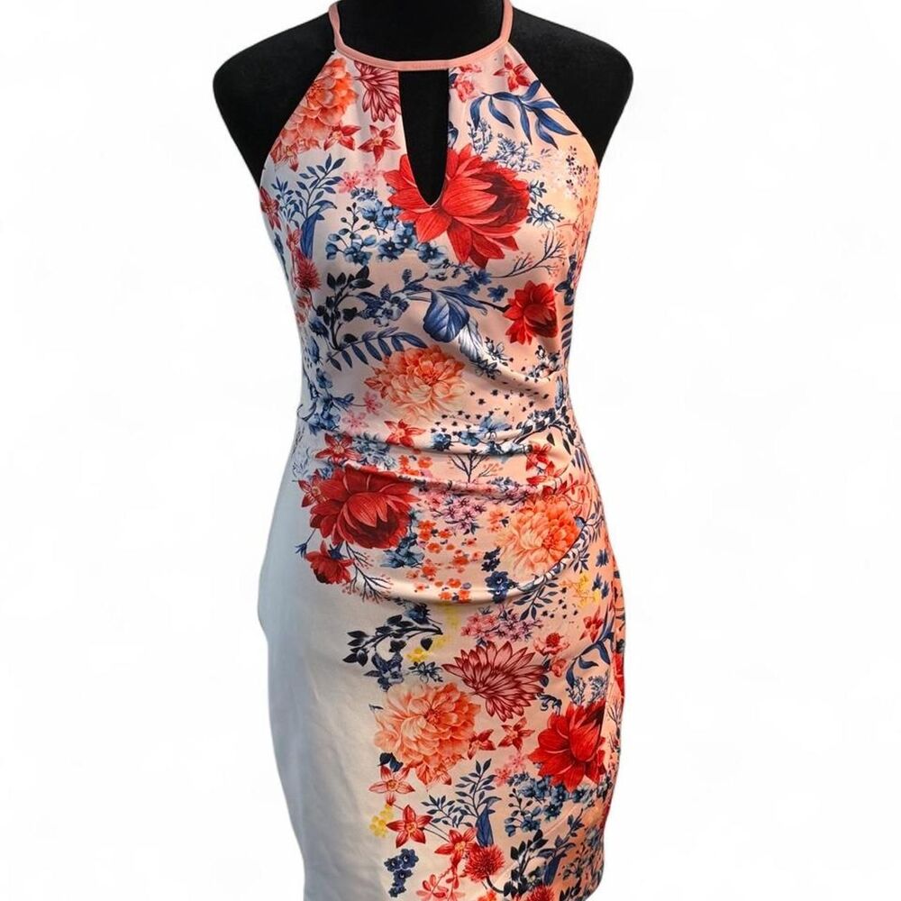 2010s Garden Party Cottagecore Floracore Floral Bodycon Mini Dress Halter